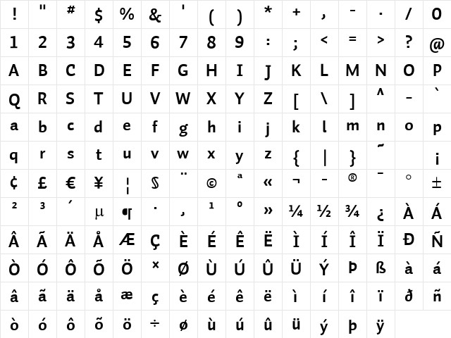 Auto 3 Bold LF Character Map