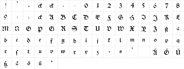 Schwaben Alt bold Character Map