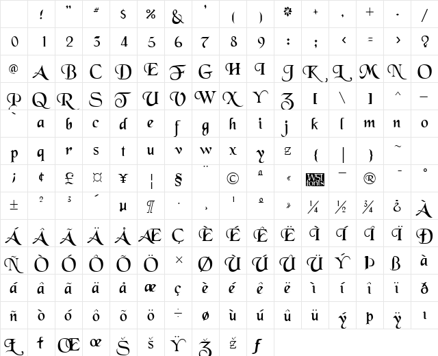 Schwarzwald Regular Character Map Schwarzwald Regular Character Map