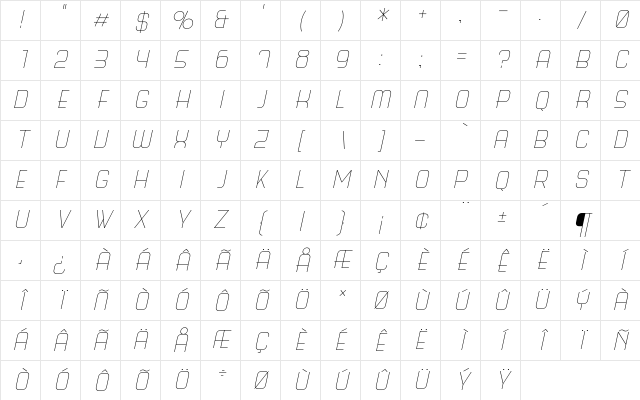 Science Fair Light Italic Character Map Science Fair Light Italic Character Map
