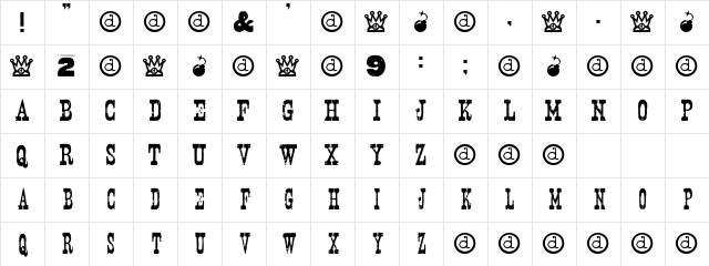 Nashville Regular Character Map