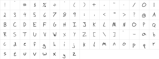 ScribbleZack Regular Character Map