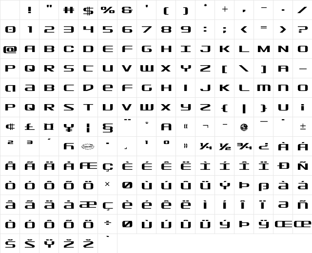 SDF Regular Character Map SDF Regular Character Map