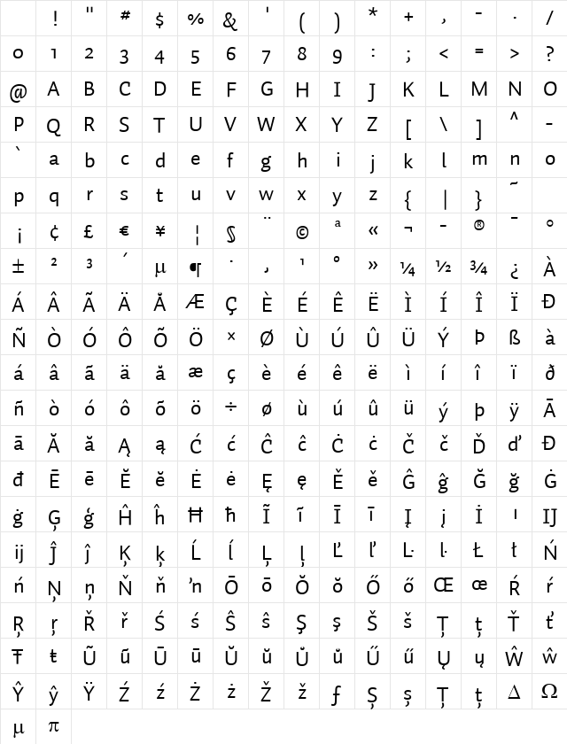 Auto 3 Regular Character Map