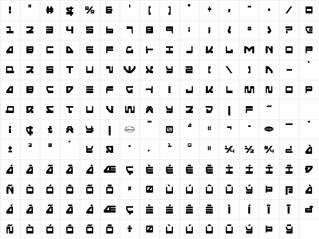 Searider Falcon Condensed Condensed Character Map