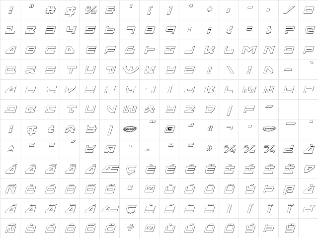 Searider Falcon Outline Italic Outline Italic Character Map Searider Falcon Outline Italic Outline Italic Character Map
