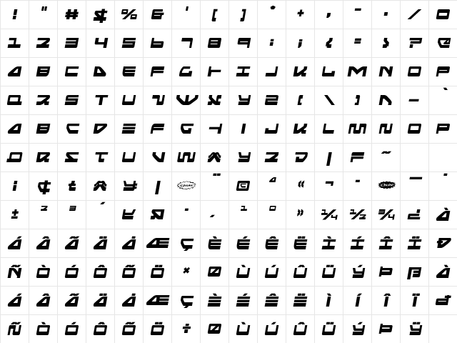 Searider Falcon Semi-Italic Semi-Italic Character Map Searider Falcon Semi-Italic Semi-Italic Character Map