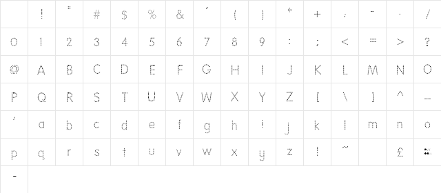 National First Font Dotted Normal Character Map