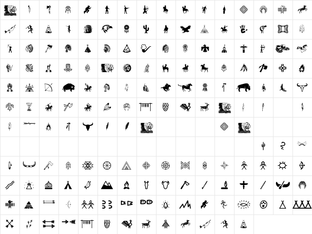 Native American Indians Regular Character Map