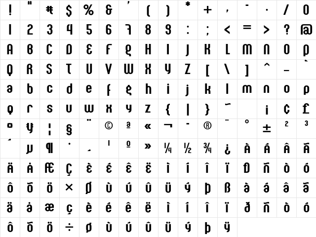 Seebad LT Std Bold Character Map Seebad LT Std Bold Character Map