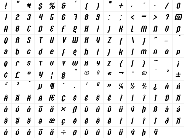 Seebad LT Std Bold Italic Character Map