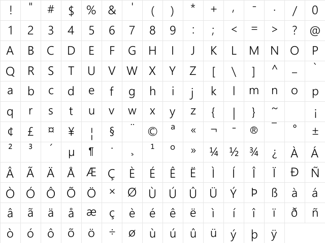 Segoe Boot Semilight Regular Character Map Segoe Boot Semilight Regular Character Map