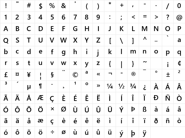 Segoe UI Semibold Regular Character Map