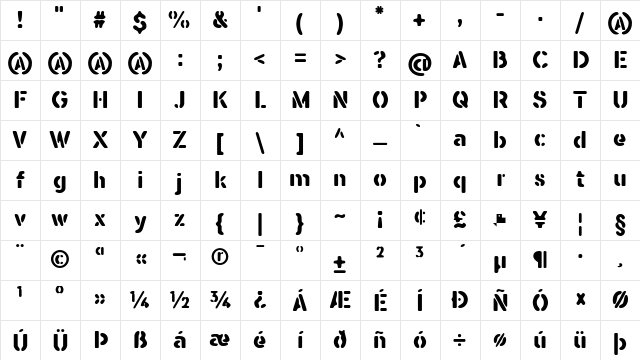 SEISDEDOS DEAD Bold Character Map