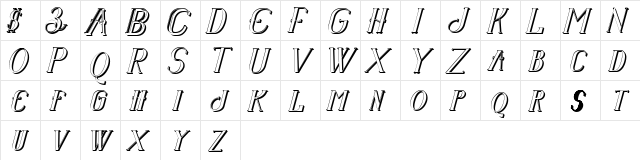 Senandung Malam 3D Bold Italic Character Map
