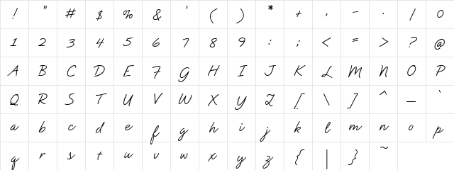Natural Script Regular Character Map