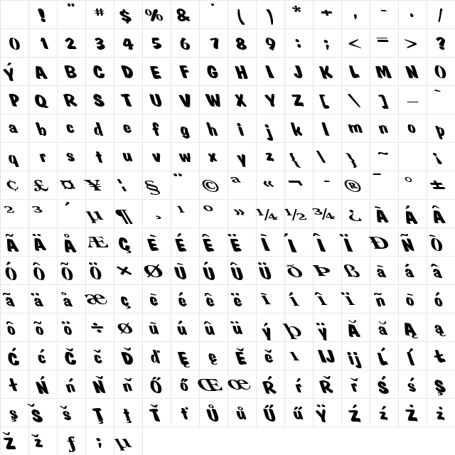 NATURALBORN Regular Character Map NATURALBORN Regular Character Map