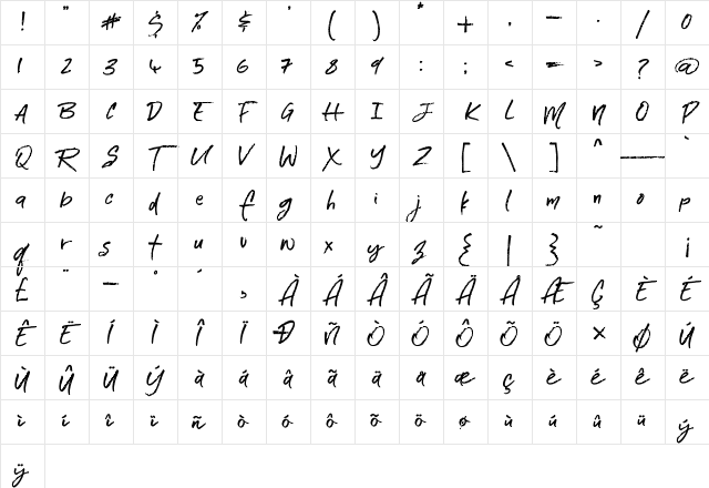 Serial Catch Alternates Black Regular Character Map
