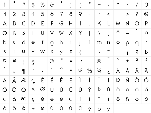 ITC Serif Gothic Std Regular Character Map