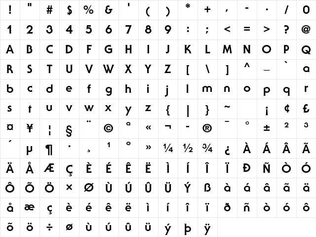 ITC Serif Gothic Std Extra Bold Character Map