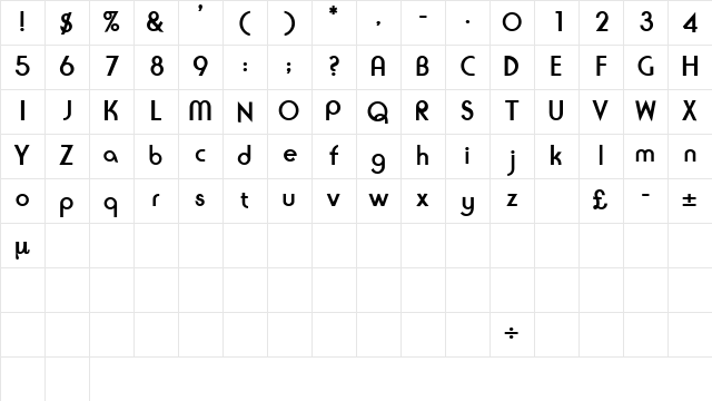 SeriusSSK Bold Character Map