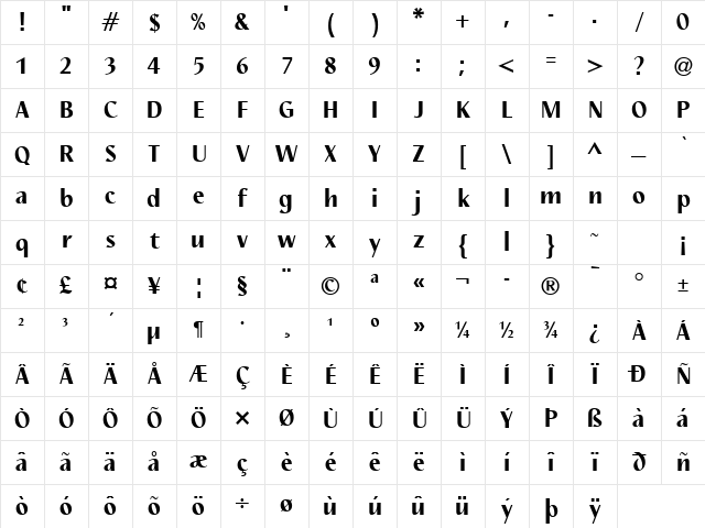 Nautilus LT Medium Bold Character Map