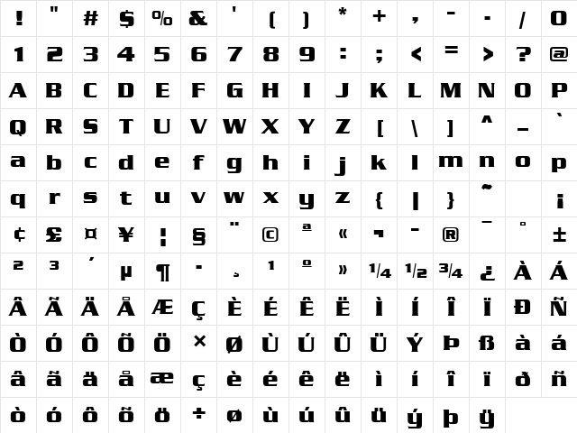 SerpentineDBol Regular Character Map