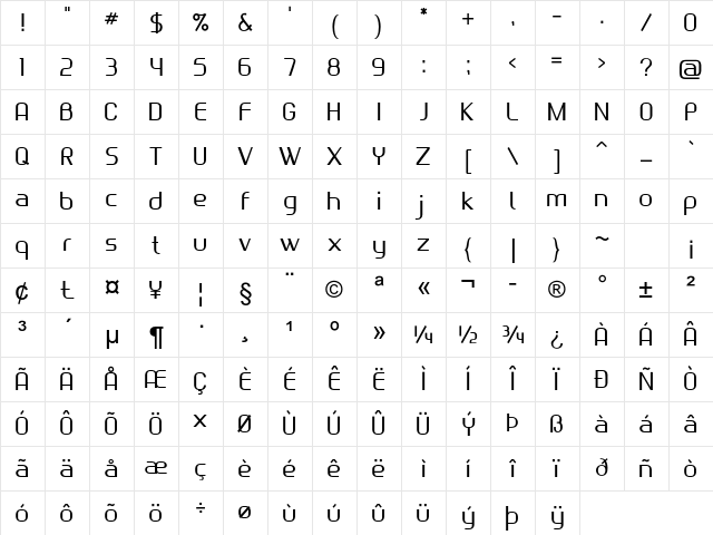 Serti Regular Character Map Serti Regular Character Map