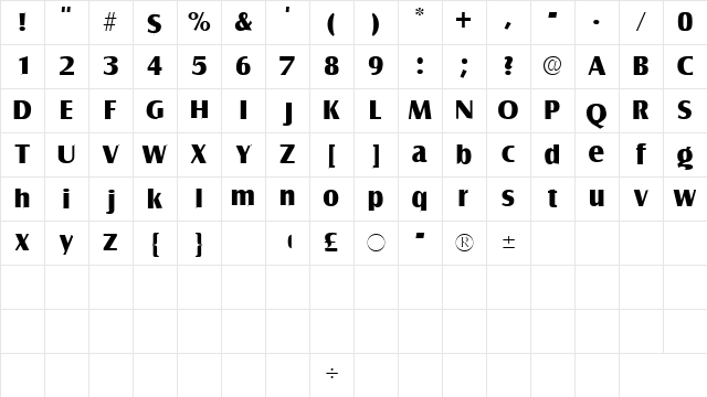 NautoSSK Regular Character Map