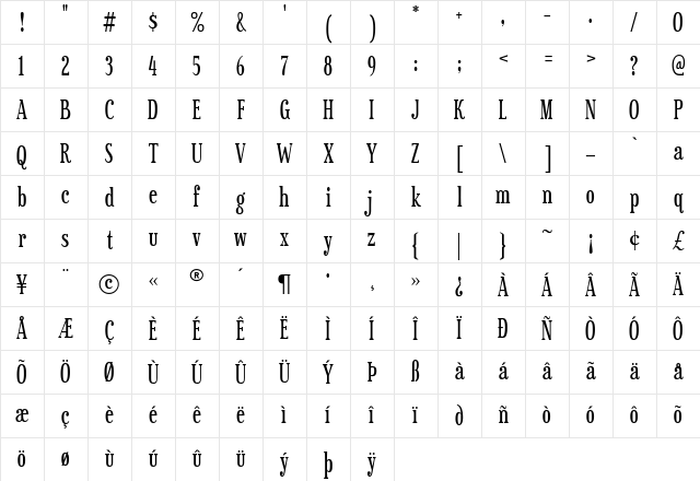 Sexsmith Regular Character Map