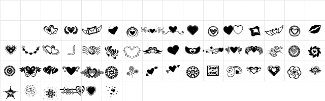 SexyRexy-Smitten Regular Character Map