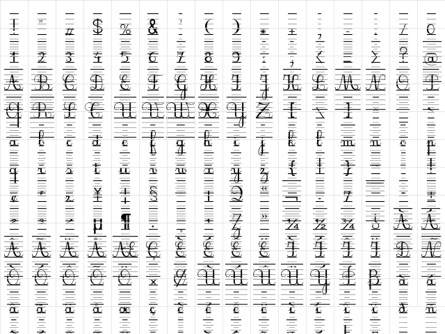 SeyesNDL Regular Character Map SeyesNDL Regular Character Map