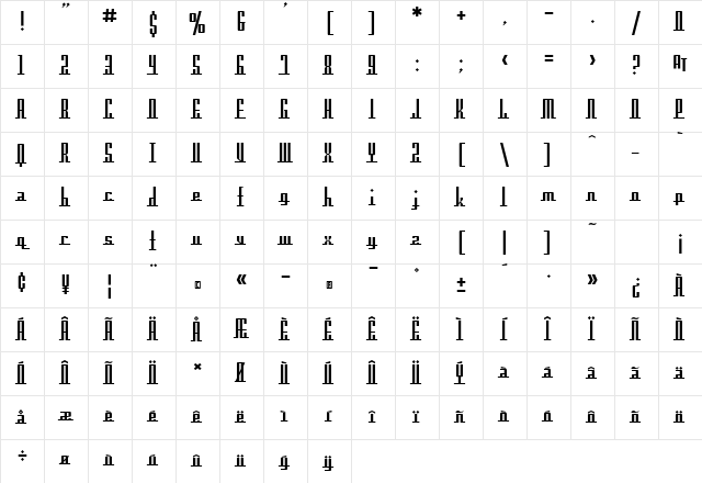 SF Americana Dreams Upright Regular Character Map