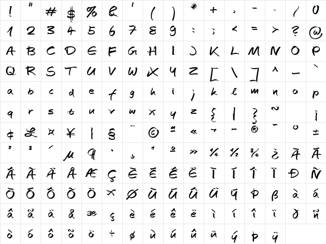 AutographScriptEF Bold Character Map