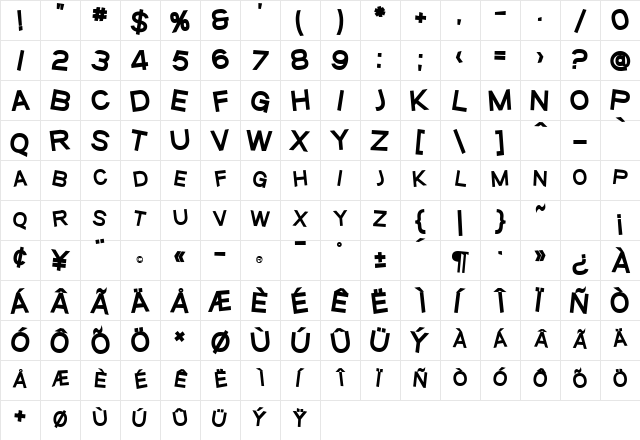 SF Beaverton SC Heavy Character Map