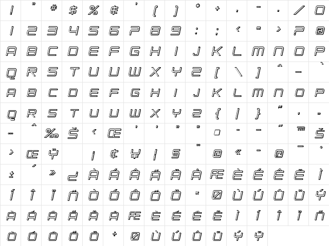SF Chromium 24 SC Oblique Character Map