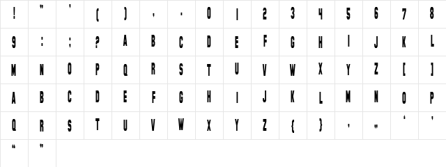 SF Hollywood Hills Condensed Regular Character Map