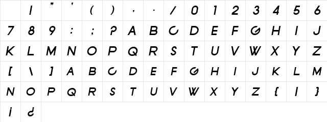 SF New Republic SC Bold Italic Character Map