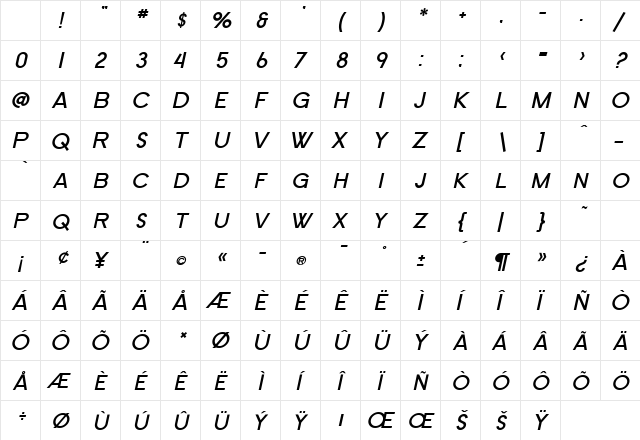 SF Old Republic SC Bold Italic Character Map SF Old Republic SC Bold Italic Character Map