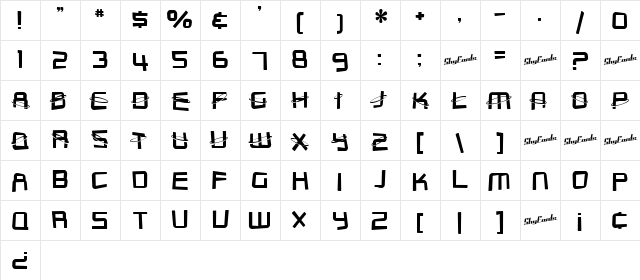 SF Outer Limits DistUpright Regular Character Map