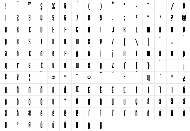 SF Port McKenzie Regular Character Map