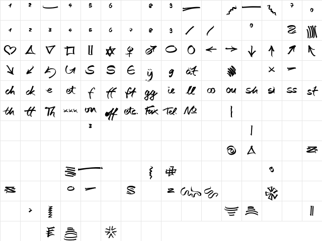 AutographScriptEF-BoldExtras Regular Character Map