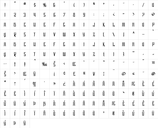 SF Shai Fontai Regular Character Map