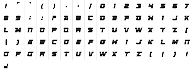 SF Sports Night Alternate Regular Character Map