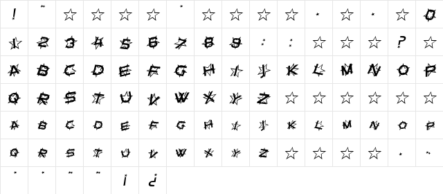 SF Star Dust Italic Character Map