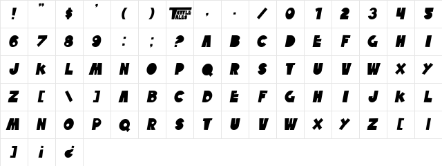 SF Tattle Tales Italic Character Map