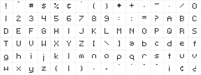 SF Telegraphic Bold Character Map