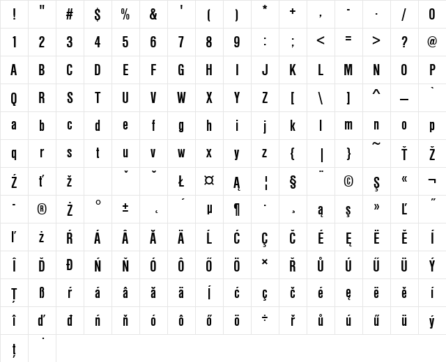 NimbusSanDEECon Bold Character Map
