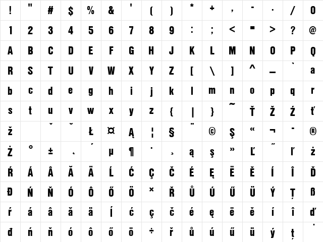 NimbusSanDEEBlaCon Regular Character Map