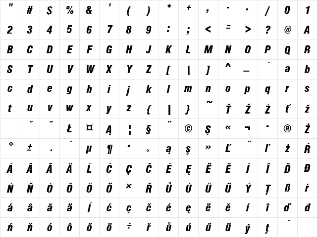 NimbusSanDEEBlaCon Italic Character Map NimbusSanDEEBlaCon Italic Character Map